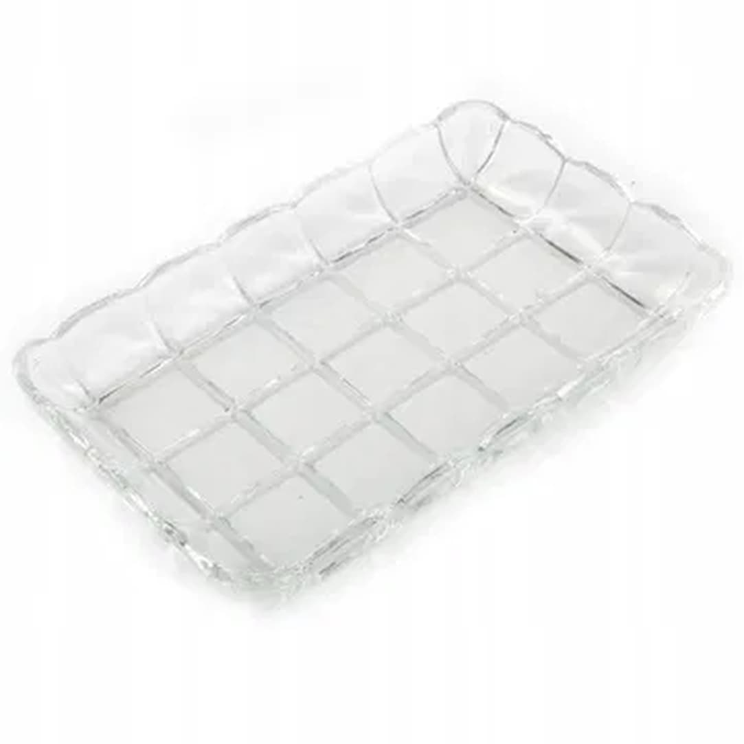 Art Deco tray, transparent pressed glass, Poland, 1930s.