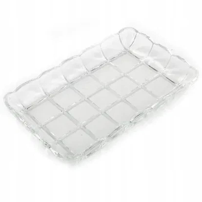 Art Deco tray, transparent pressed glass, Poland, 1930s.