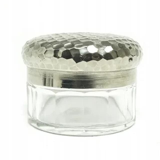 Art Deco powder box, crystal, nickel-plated brass, Sweden, 1930s. - DIMENSION