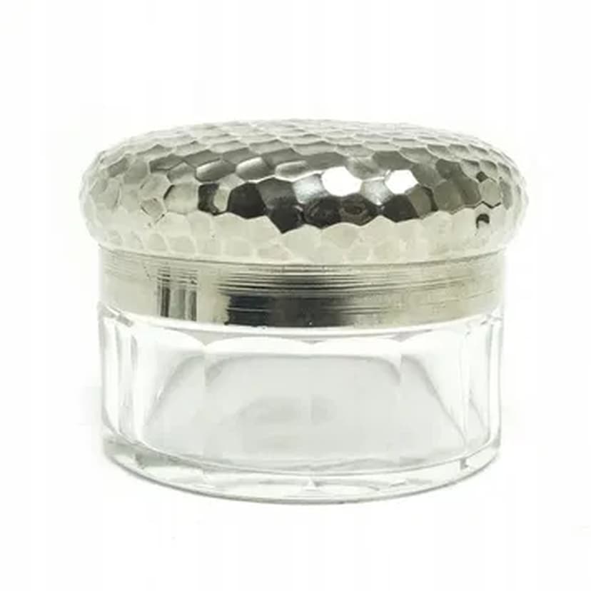 Art Deco powder box, crystal, nickel-plated brass, Sweden, 1930s.