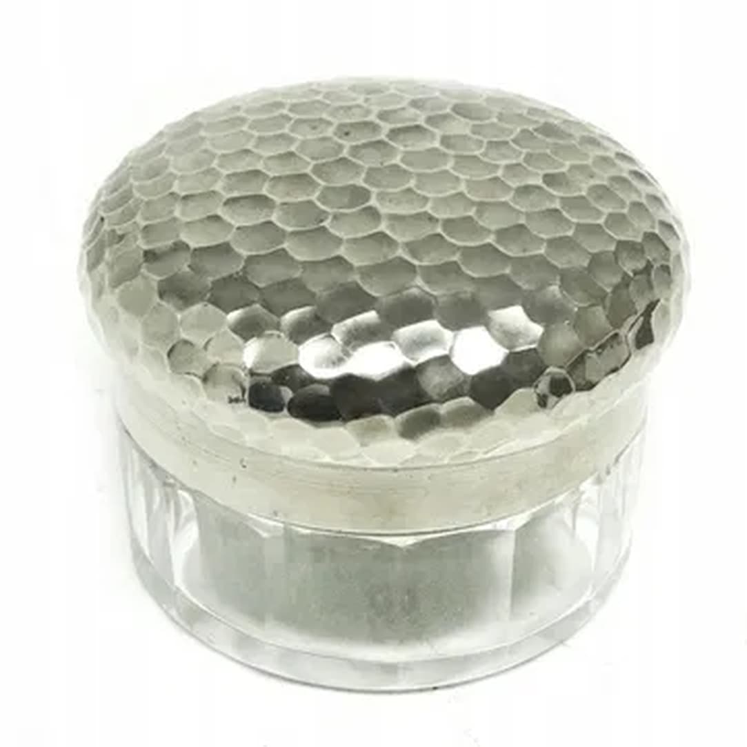 Art Deco powder box, crystal, nickel-plated brass, Sweden, 1930s. - 176131