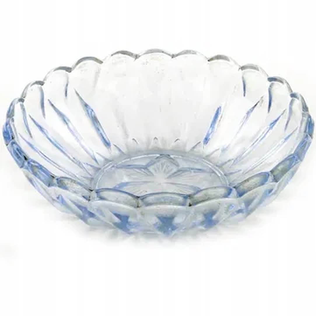 Art Deco bowl, blue glass, Poland, 1950s.