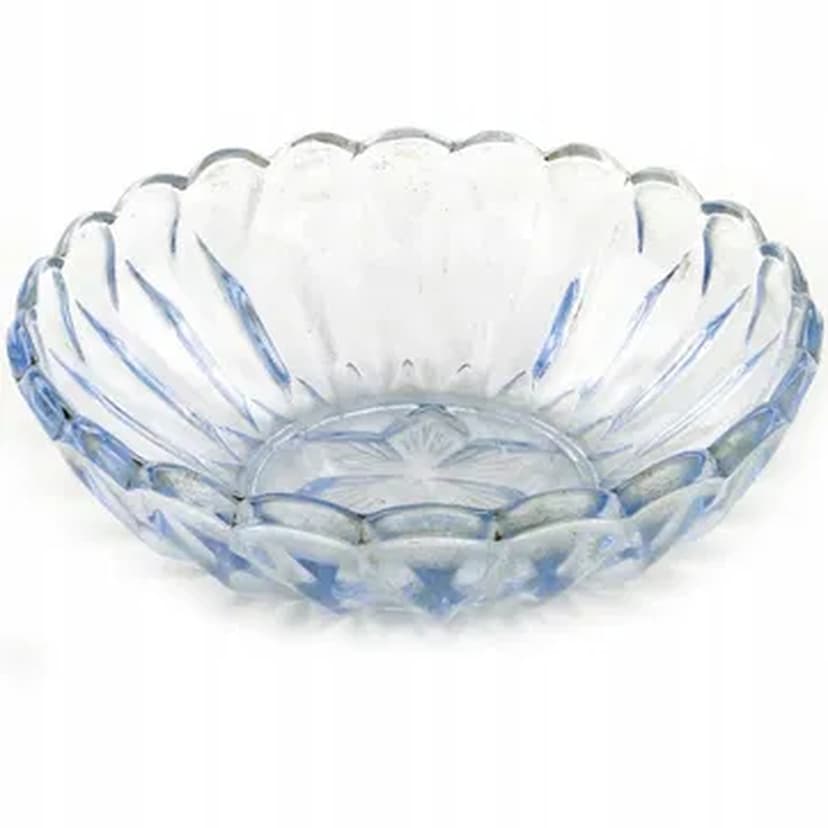 Art Deco bowl, blue glass, Poland, 1950s.