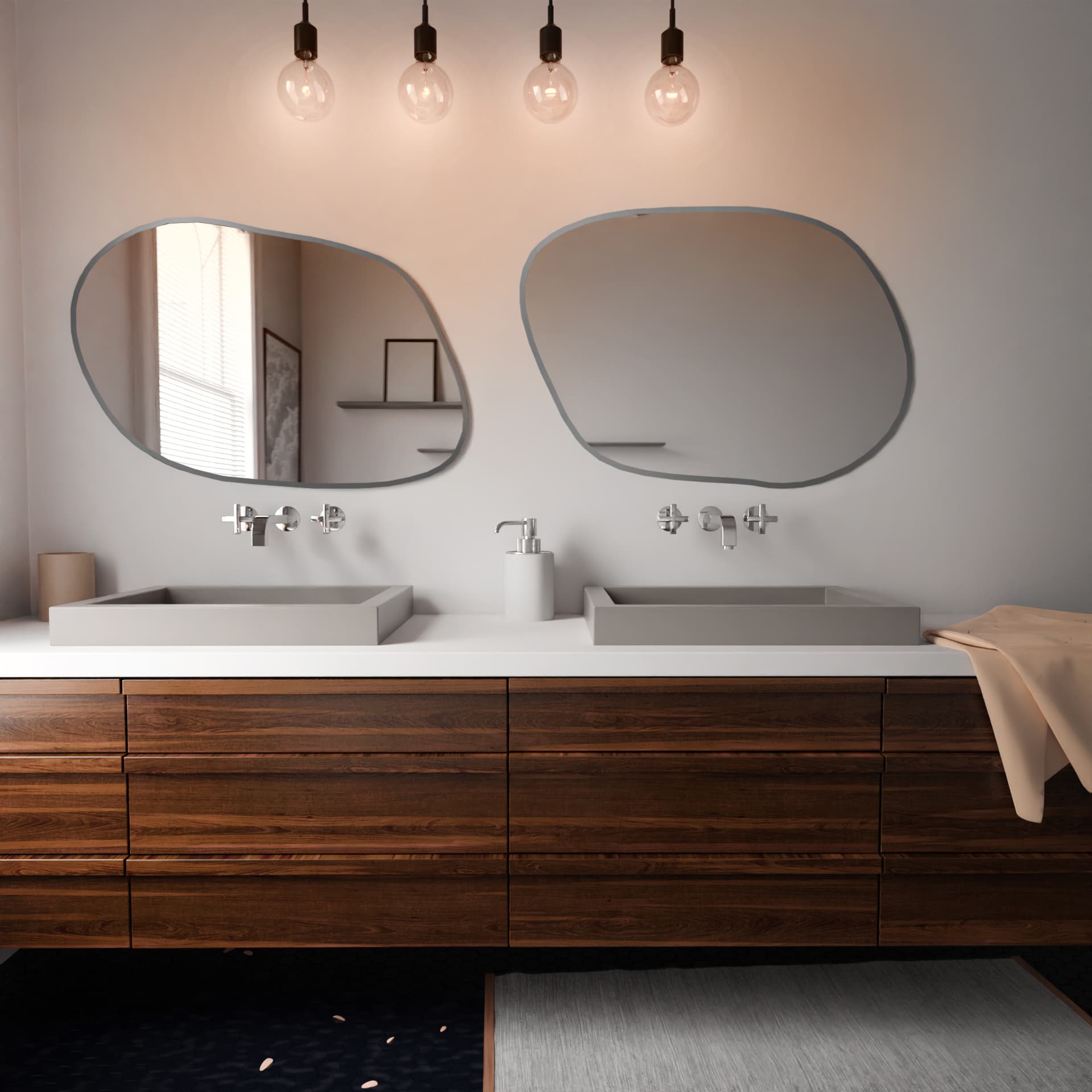 Irregular mirror Contorno IV 90x64 cm, silver, Baltica - 176294