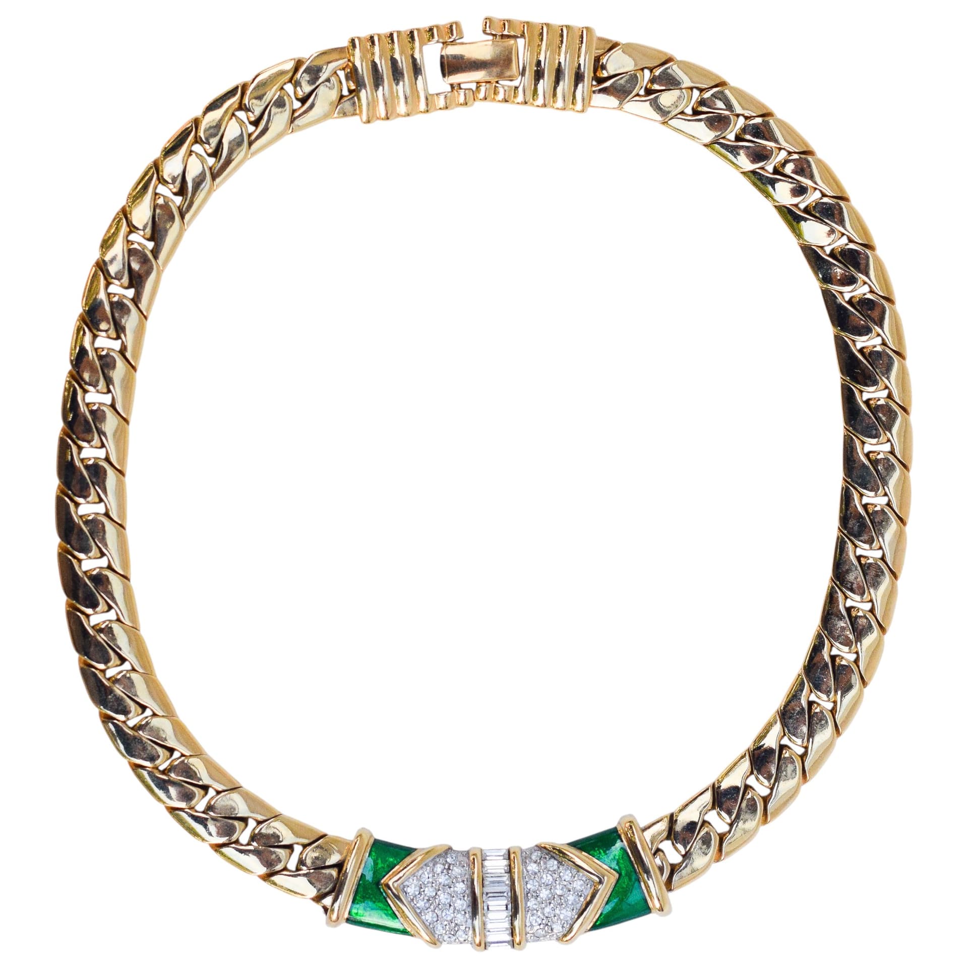 Naszyjnik vintage z emalią i kryształkami - 176196