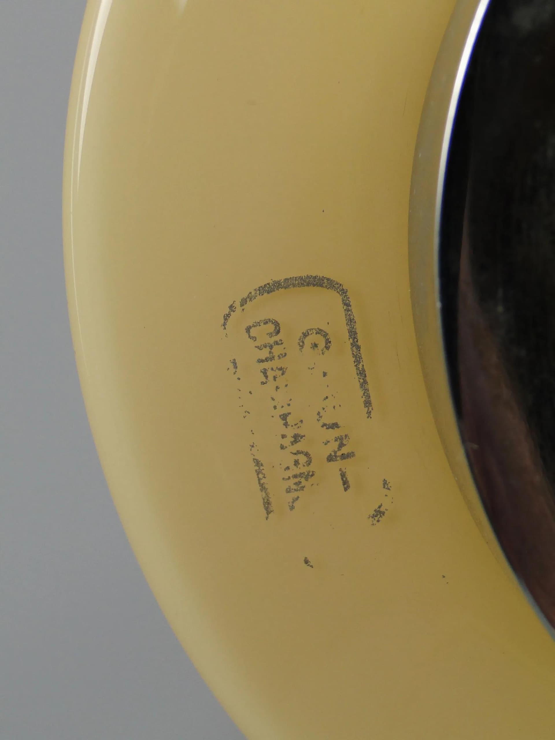 Lampa stołowa Art déco, beżowy, szkło, mosiądz chromowany, Czechosłowacja, lata 20. - 11943