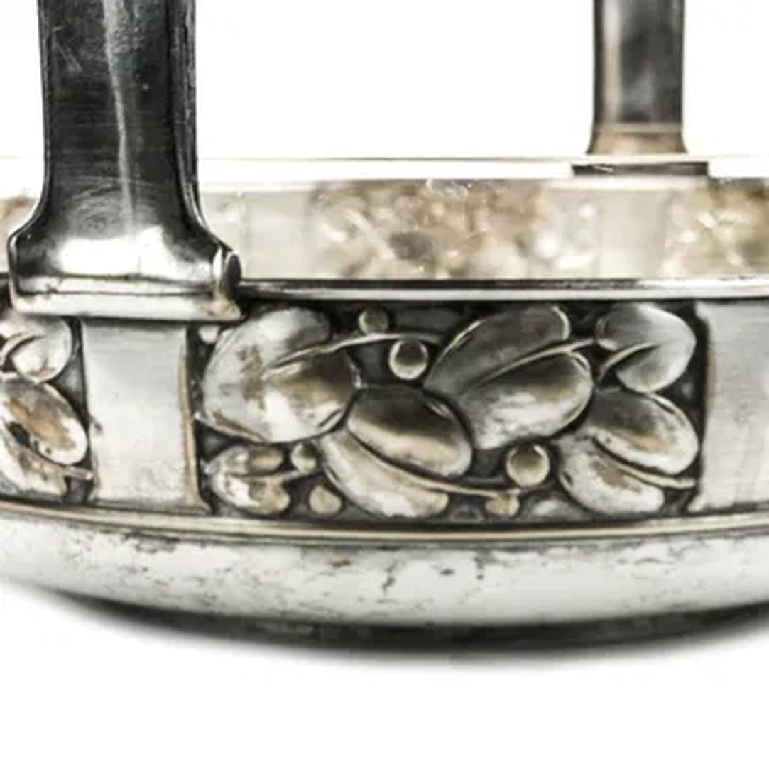 Art Deco fruit basket, silver-plated brass, glass, Kaiser, Germany, 1930s. - 176243