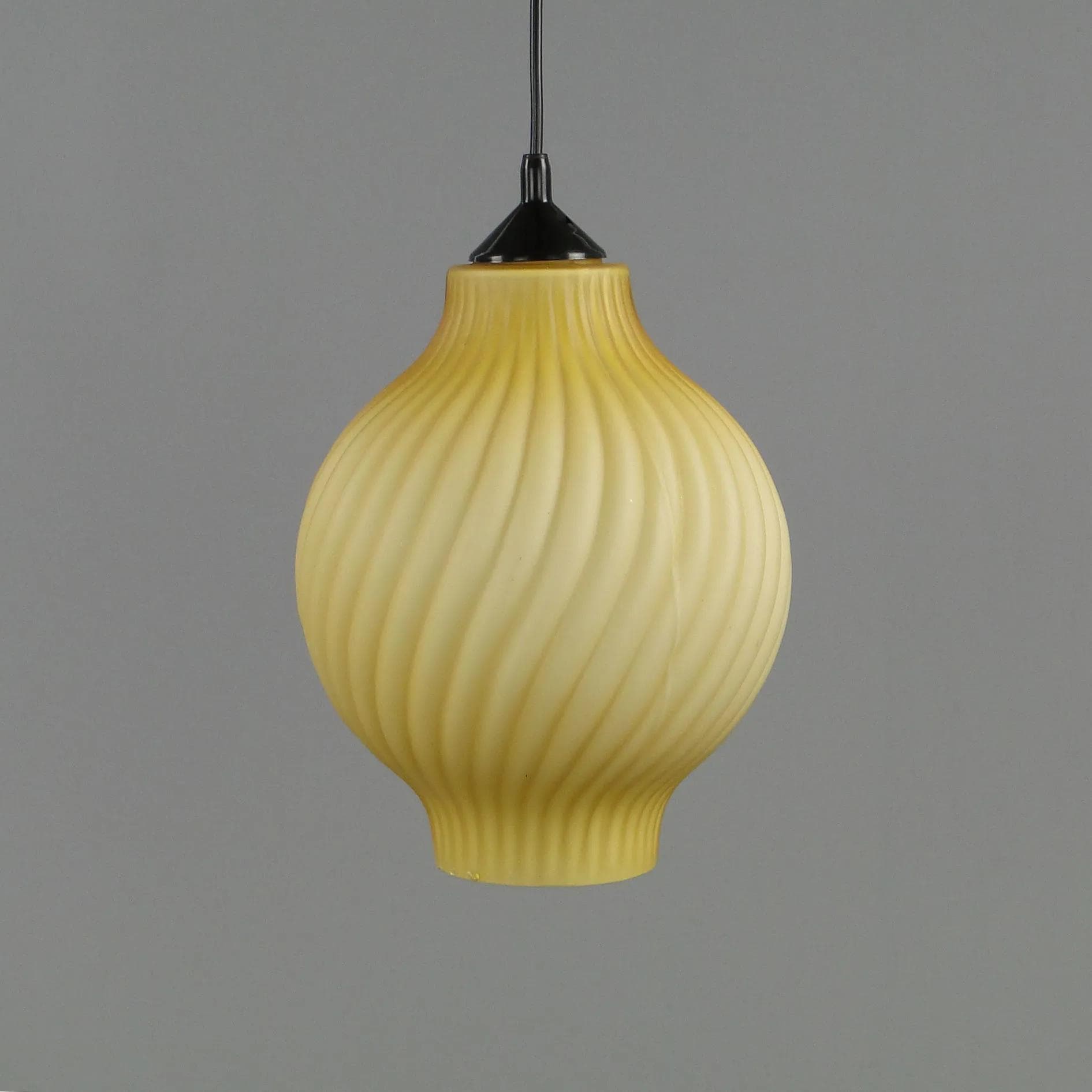 Pendant lamp Pop Art, yellow, glass, Polam Meos, Poland, 1960s. - 11935