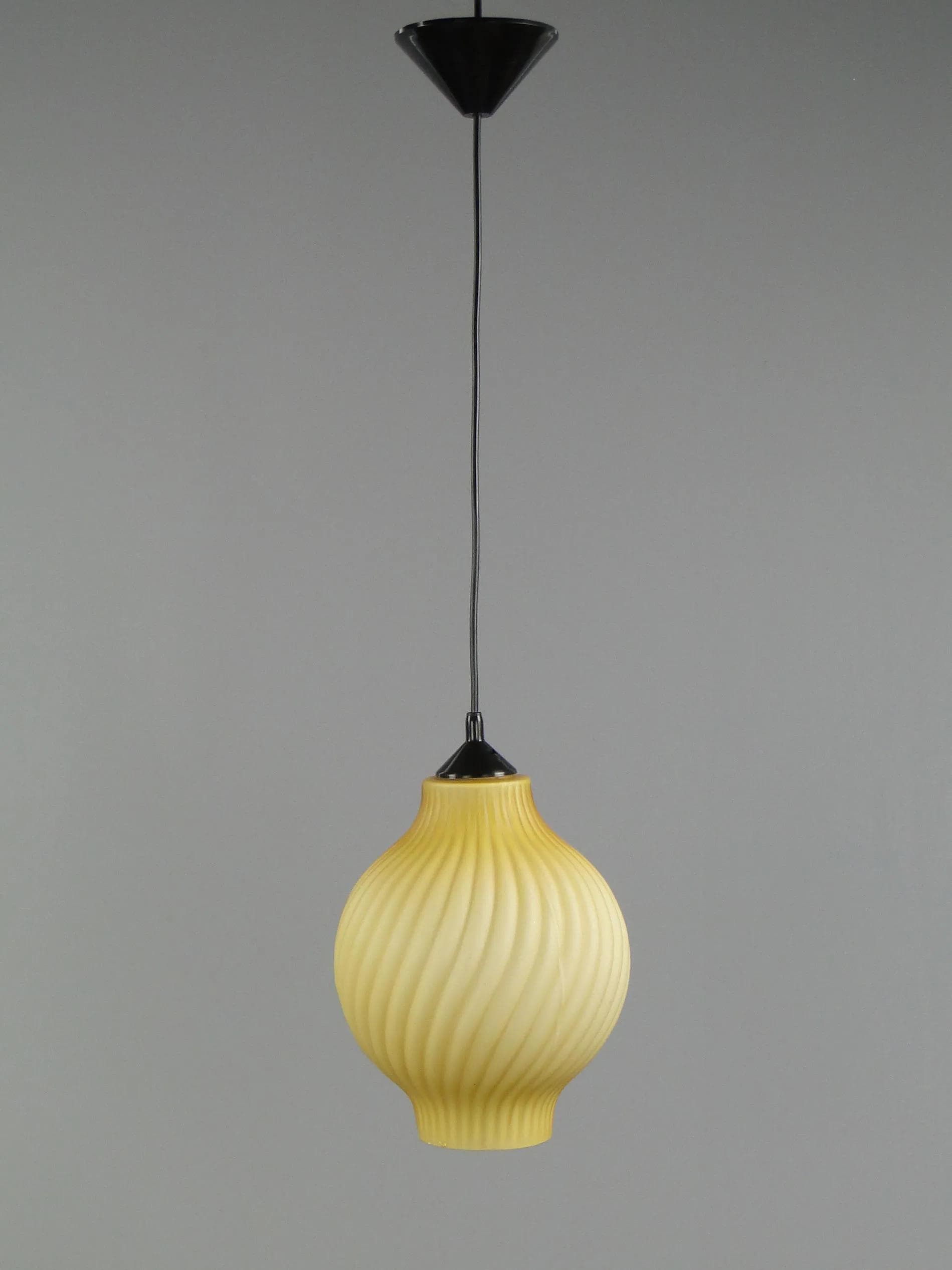 Pendant lamp Pop Art, yellow, glass, Polam Meos, Poland, 1960s. - 11934