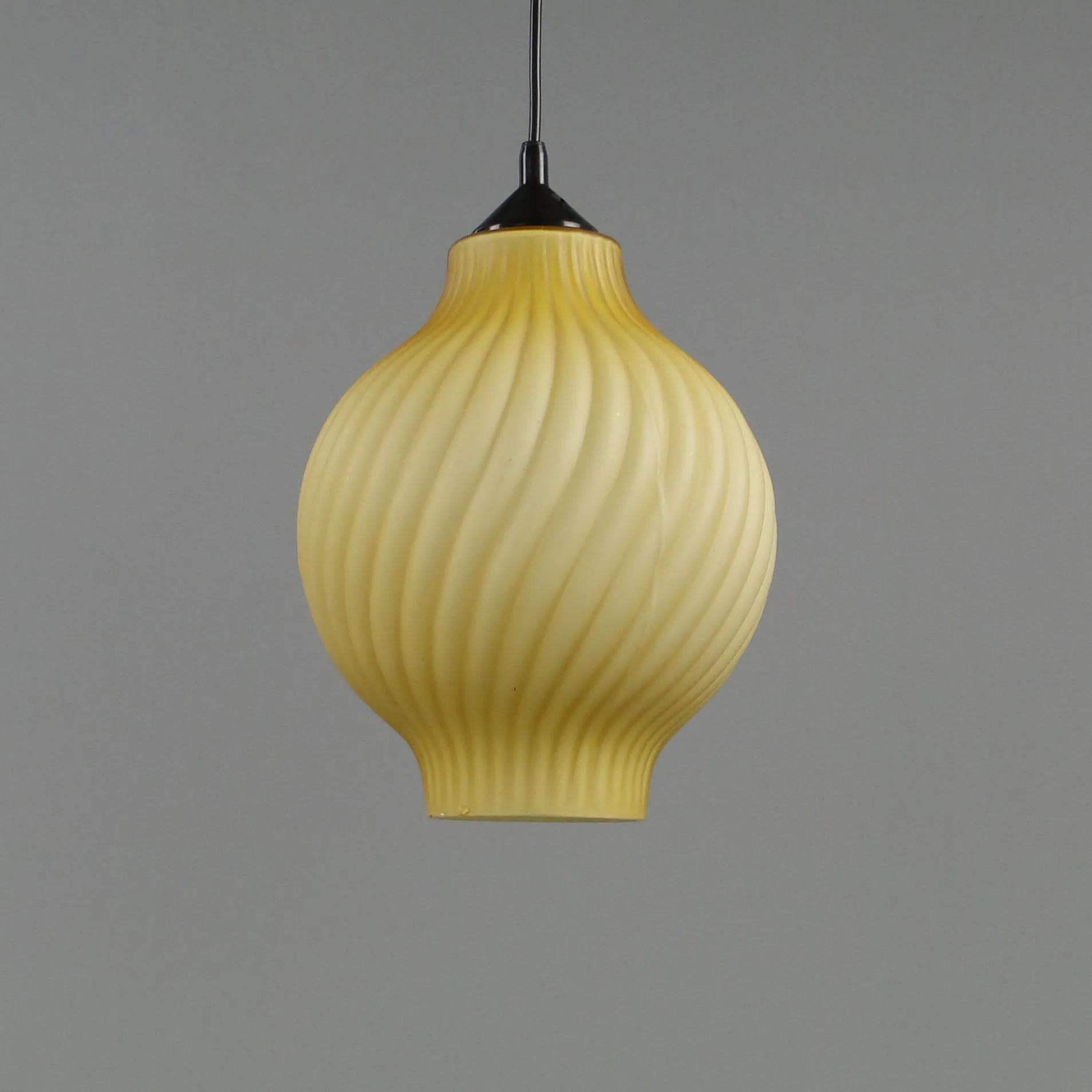 Pendant lamp Pop Art, yellow, glass, Polam Meos, Poland, 1960s. - 11936