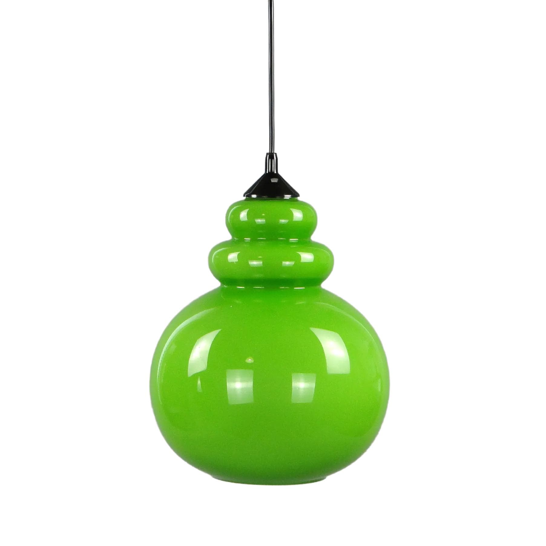 Pendant lamp Pop Art, green glass, Wieliczka, Poland, 1960s.