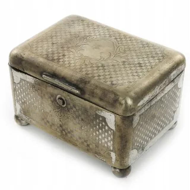 Art Deco sugar bowl, silver-plated brass, Norblin, Poland, 1920s. - DIMENSION