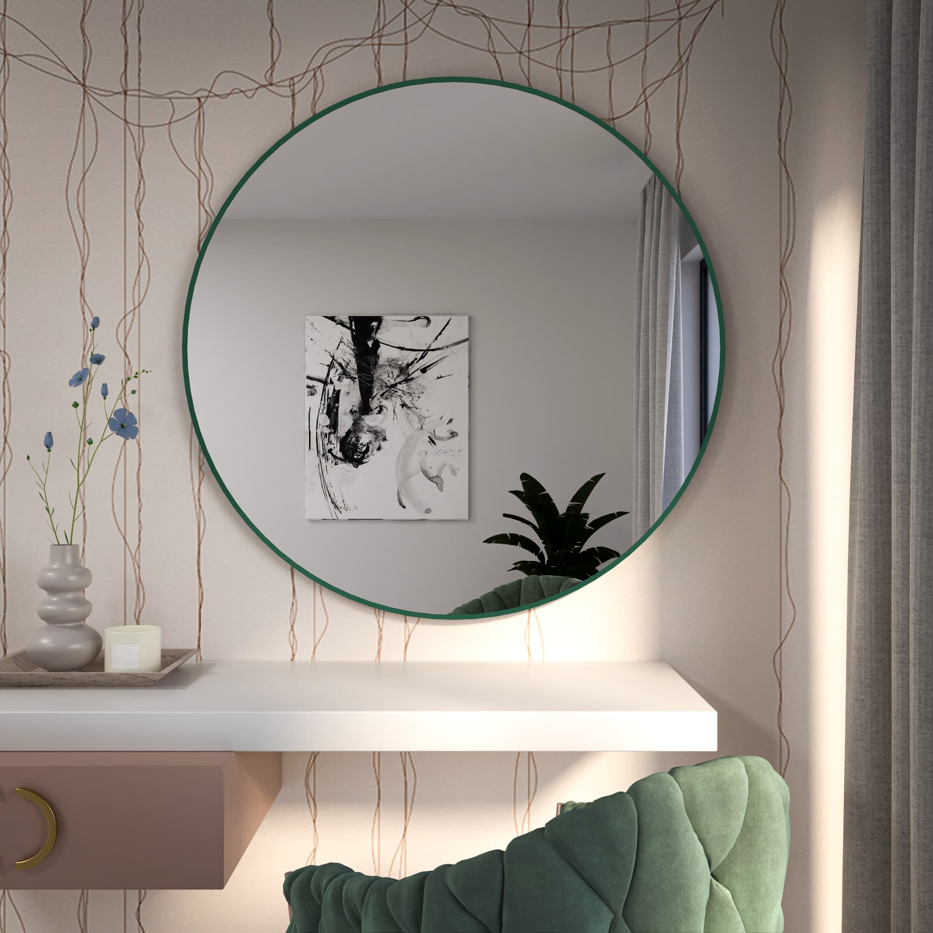 Round mirror Colors Round ø 80 cm, green, Baltica - 176862