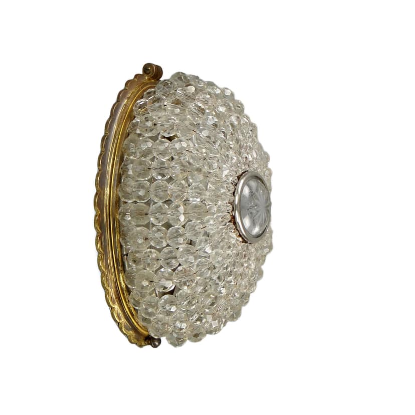 Kinkiet pałacowy, złoty, brąz złocony, kryształowe szkło, Włochy, pocz. XX w.