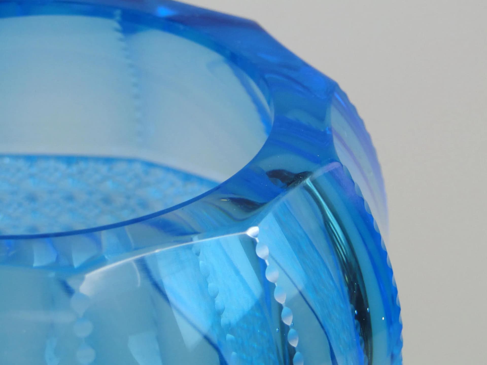 Wazon Art Deco, kryształ błękitny, Czechy, lata 20. - 12107