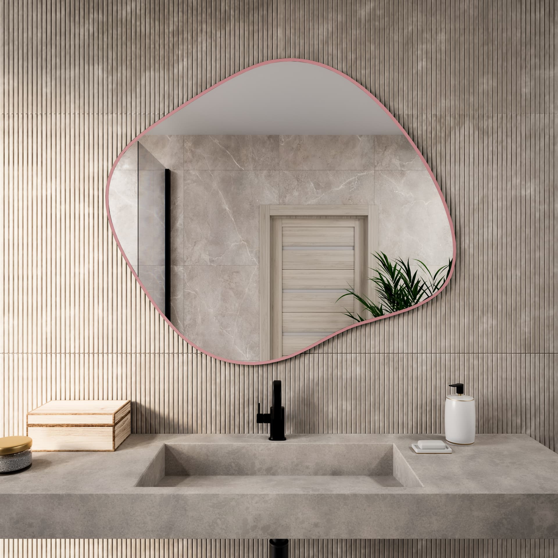 Irregular mirror Colors Stain III 60x52 cm, pink, Baltica - 176818