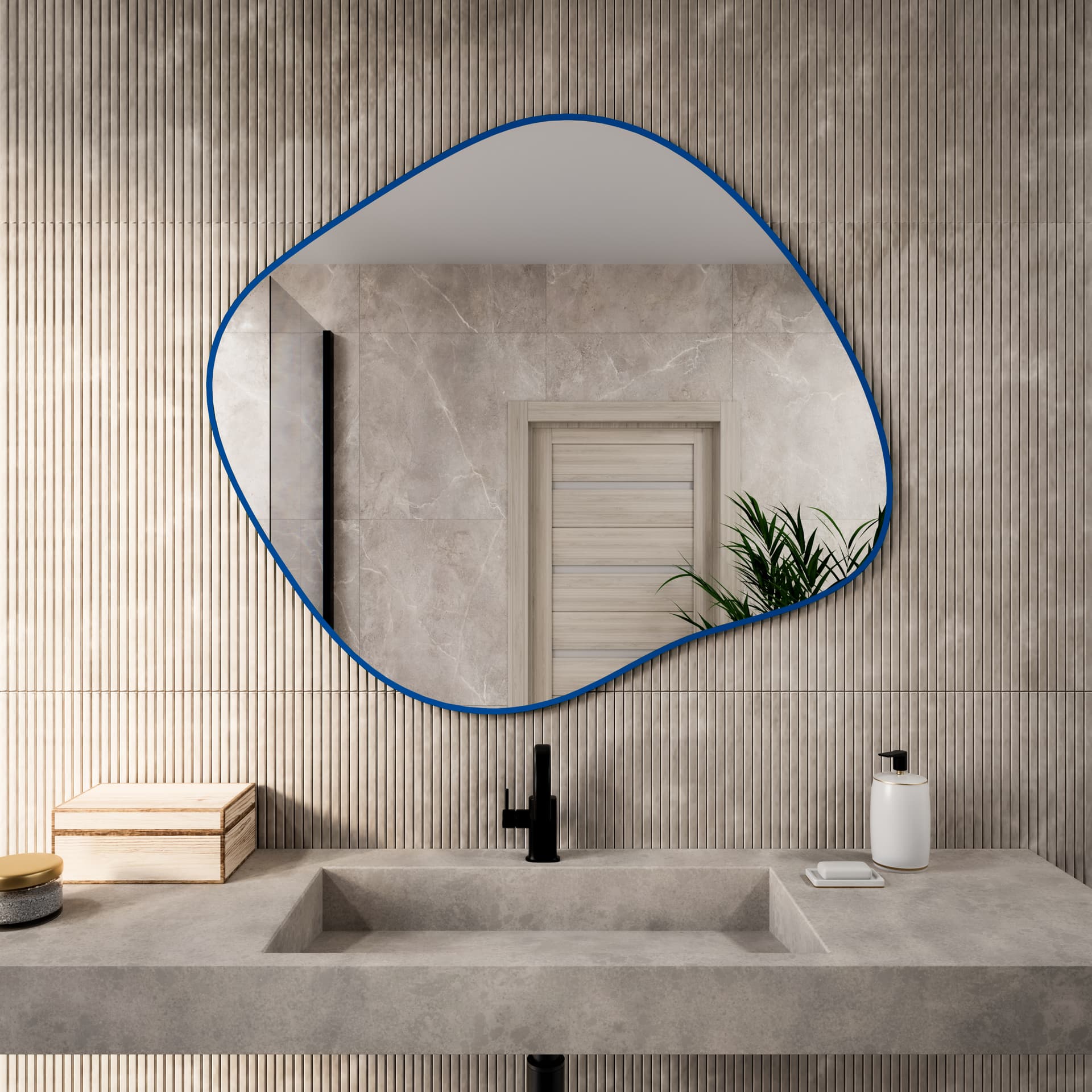 Irregular mirror Colors Stain III 70x60 cm, blue, Baltica - 176804