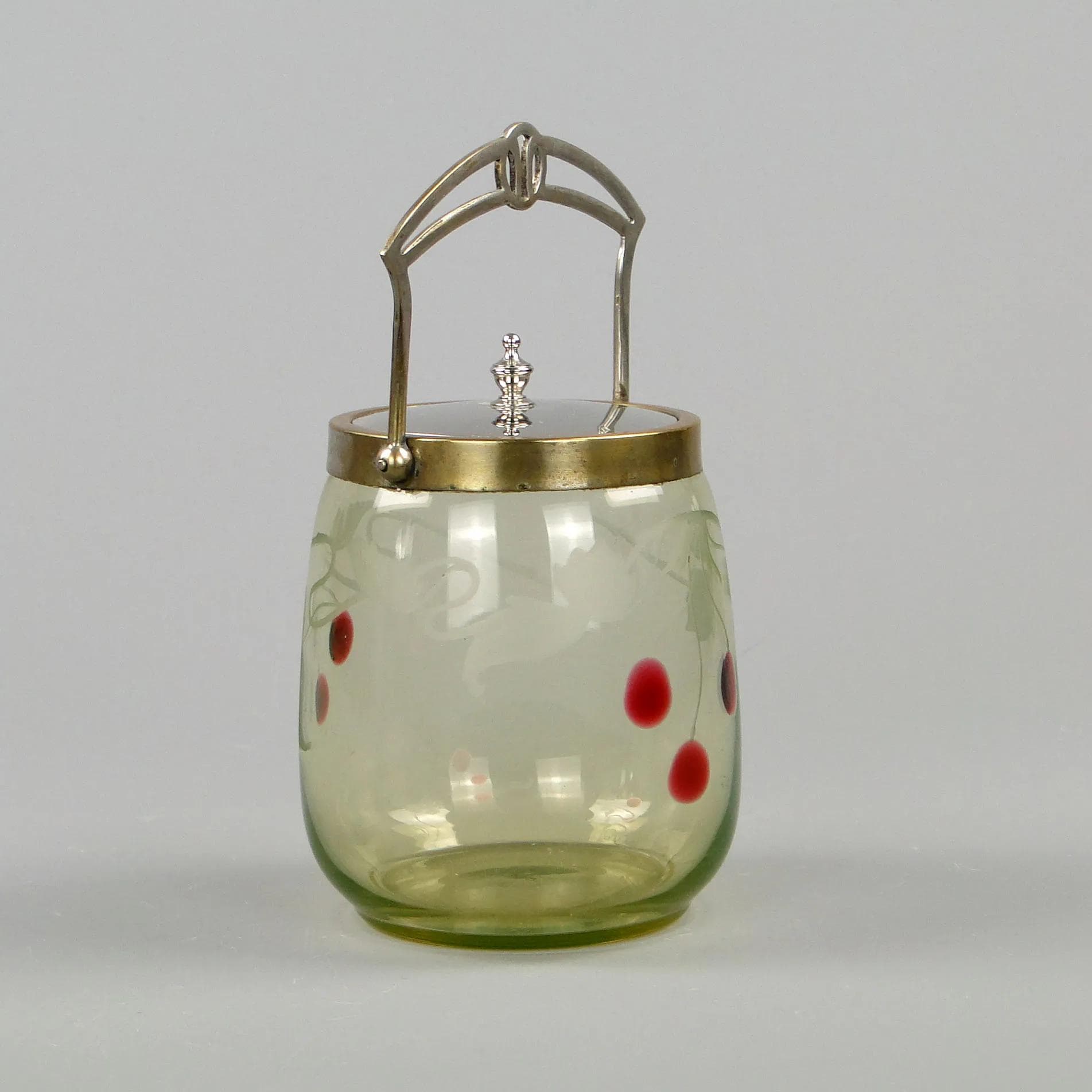 Art Nouveau biscuit barrel, transparent glass, Theresienthal Glaswerke, Germany, early 20th c. - 12094