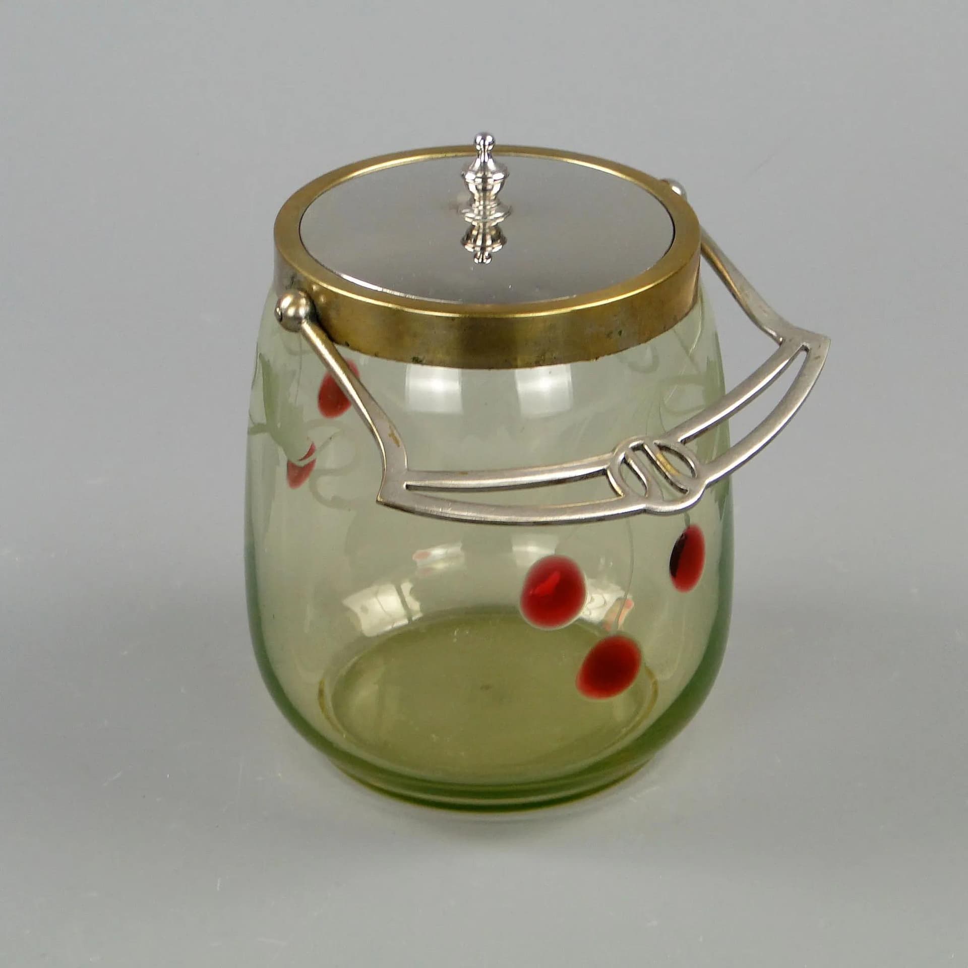 Art Nouveau biscuit barrel, transparent glass, Theresienthal Glaswerke, Germany, early 20th c. - 12098