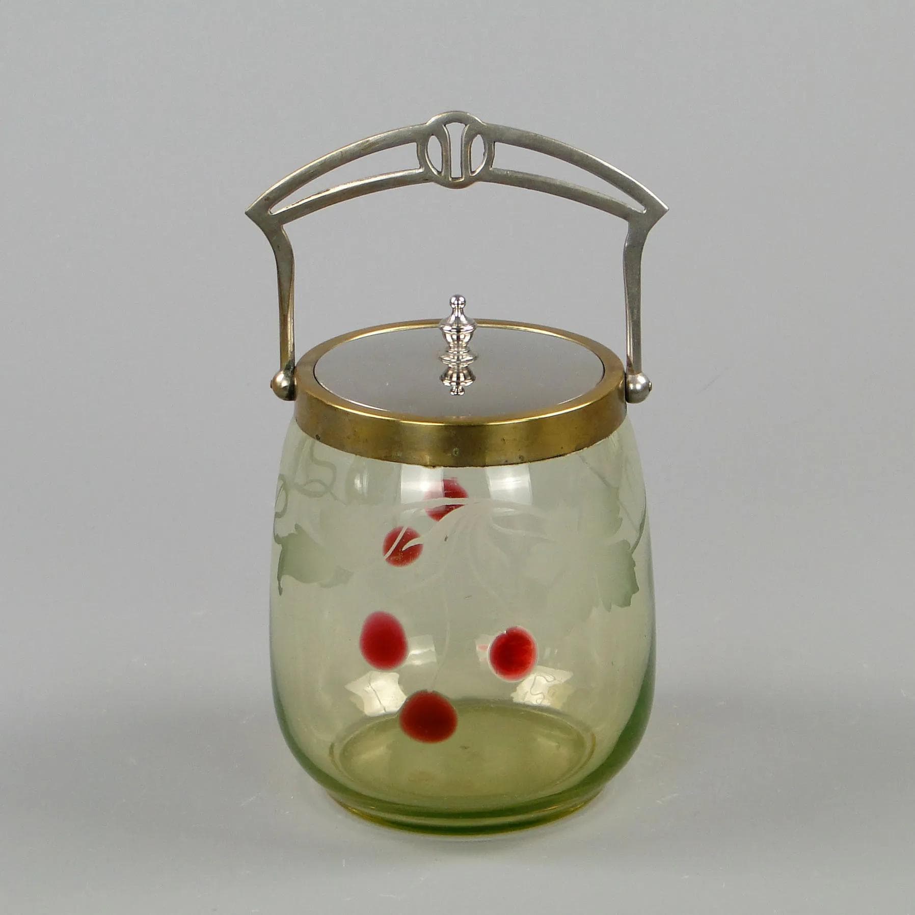 Art Nouveau biscuit barrel, transparent glass, Theresienthal Glaswerke, Germany, early 20th c. - 12093