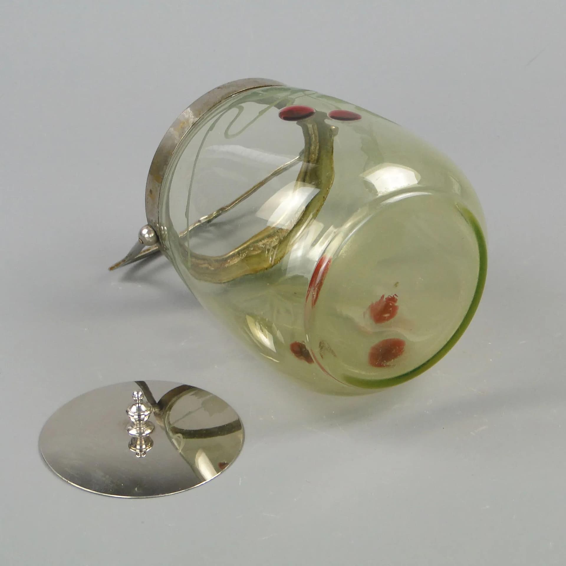 Art Nouveau biscuit barrel, transparent glass, Theresienthal Glaswerke, Germany, early 20th c. - 12100