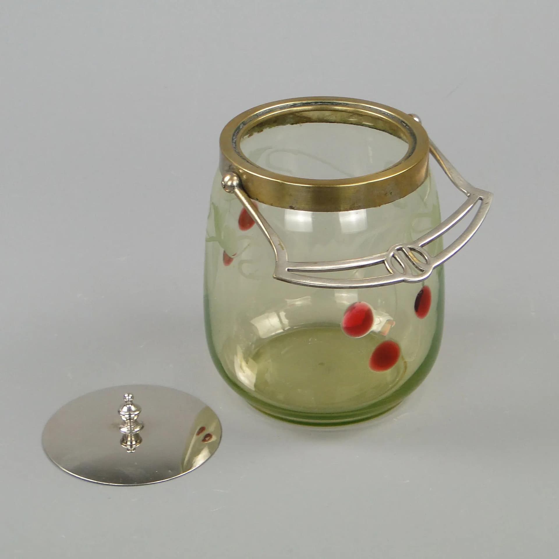 Art Nouveau biscuit barrel, transparent glass, Theresienthal Glaswerke, Germany, early 20th c. - 12099