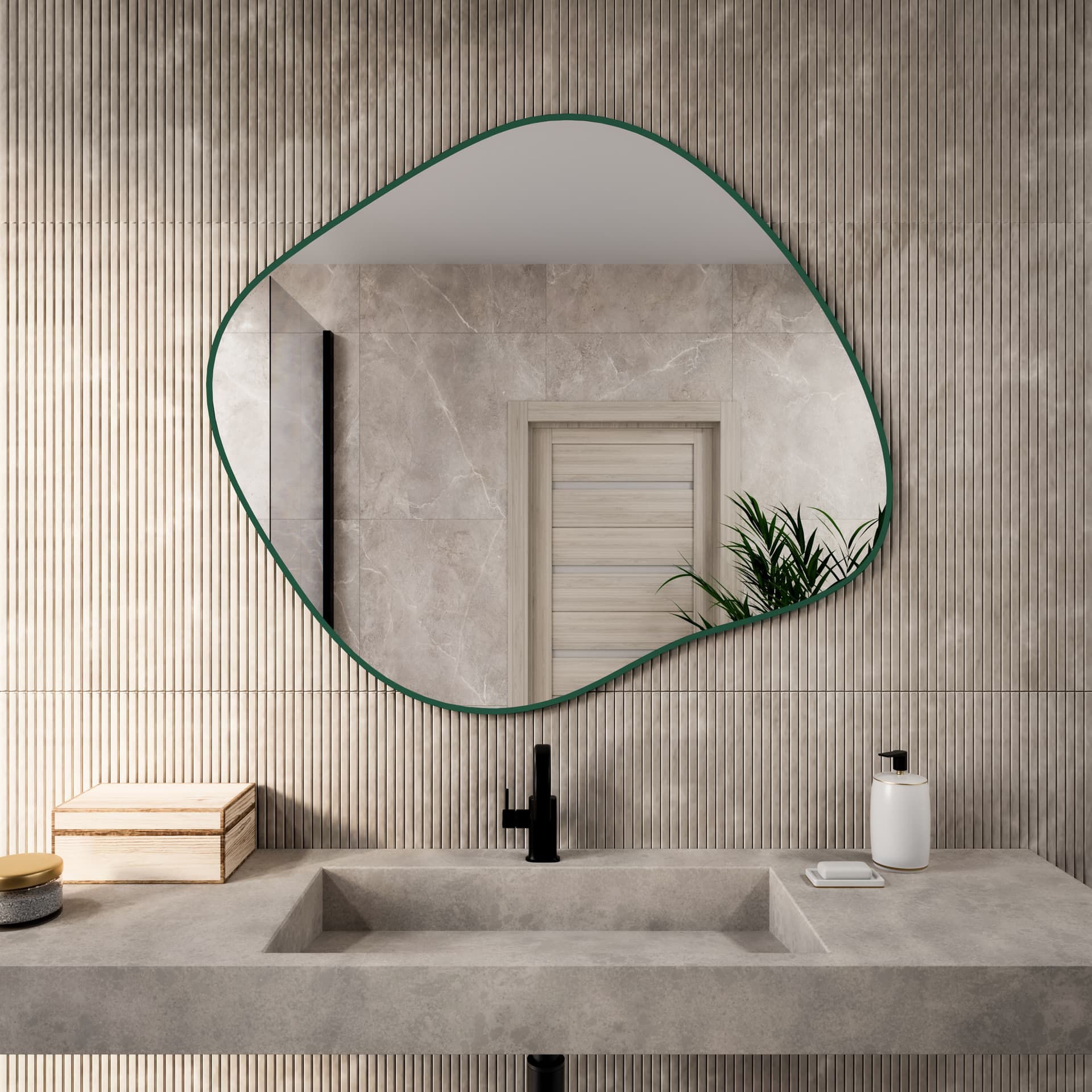 Irregular mirror Colors Stain III 80x70 cm, green, Baltica - 176790