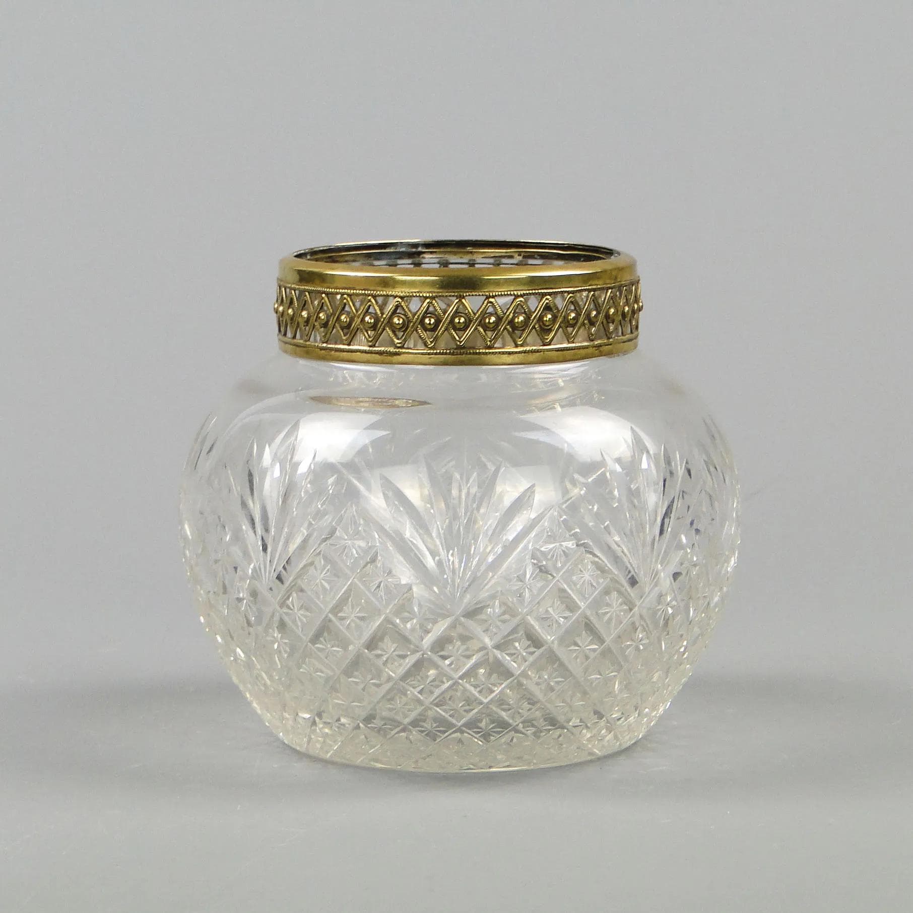 Wazon secesyjny, kryształ transparentny, mosiądz, Austria, początek XX w. - 12245