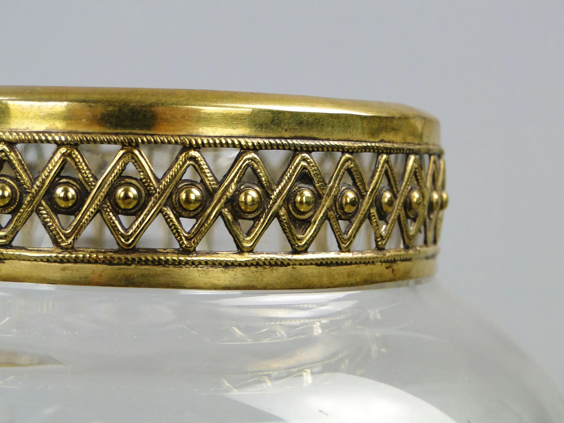 Wazon secesyjny, kryształ transparentny, mosiądz, Austria, początek XX w. - 12248