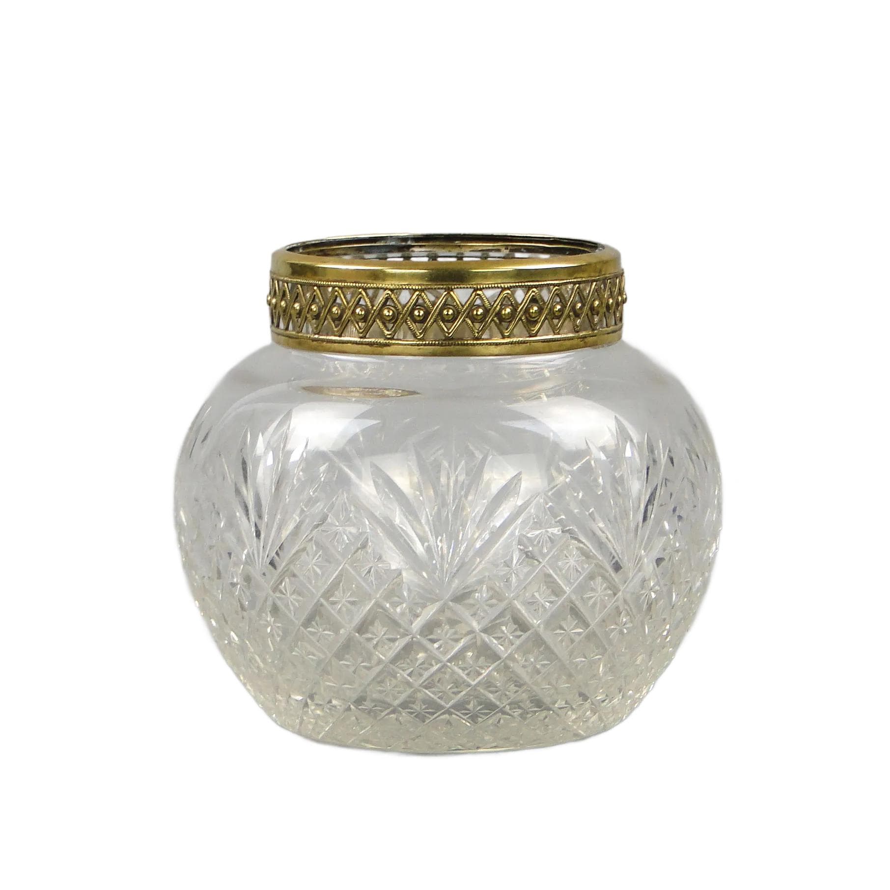 Wazon secesyjny, kryształ transparentny, mosiądz, Austria, początek XX w.