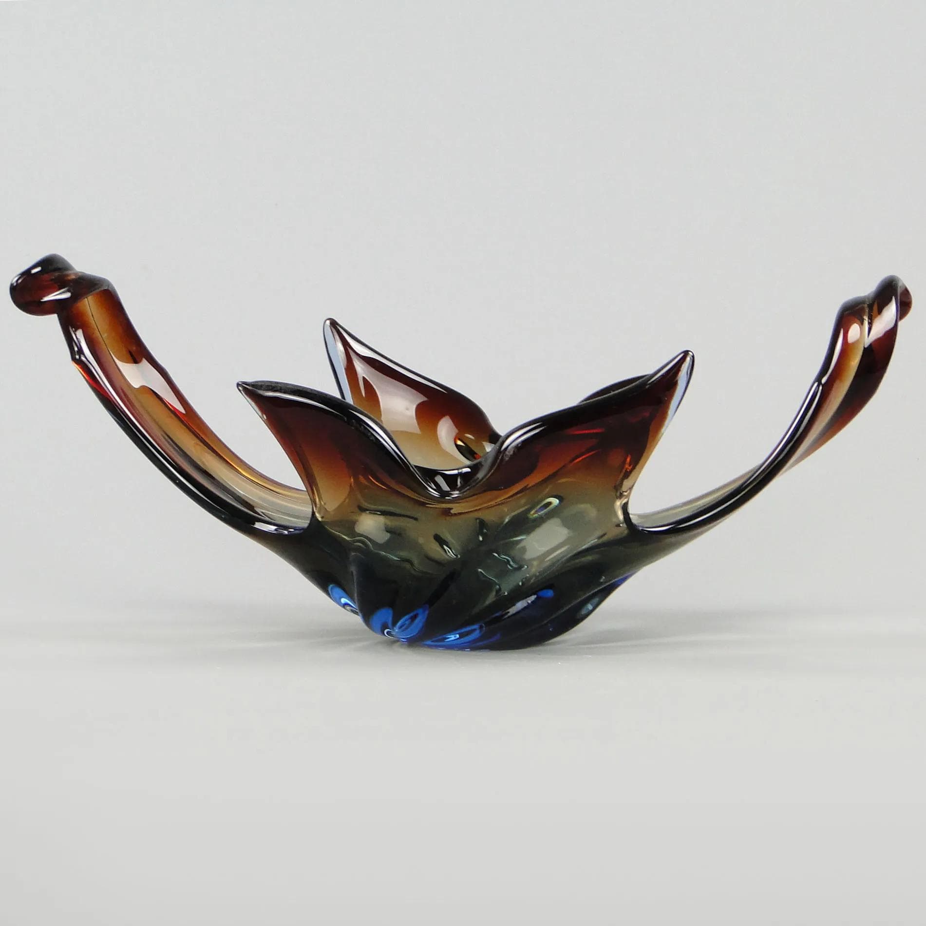 Centerpiece Mandruzatto, multicolor crystal glass, by F. Poli, Italy, 1950s. - 12236