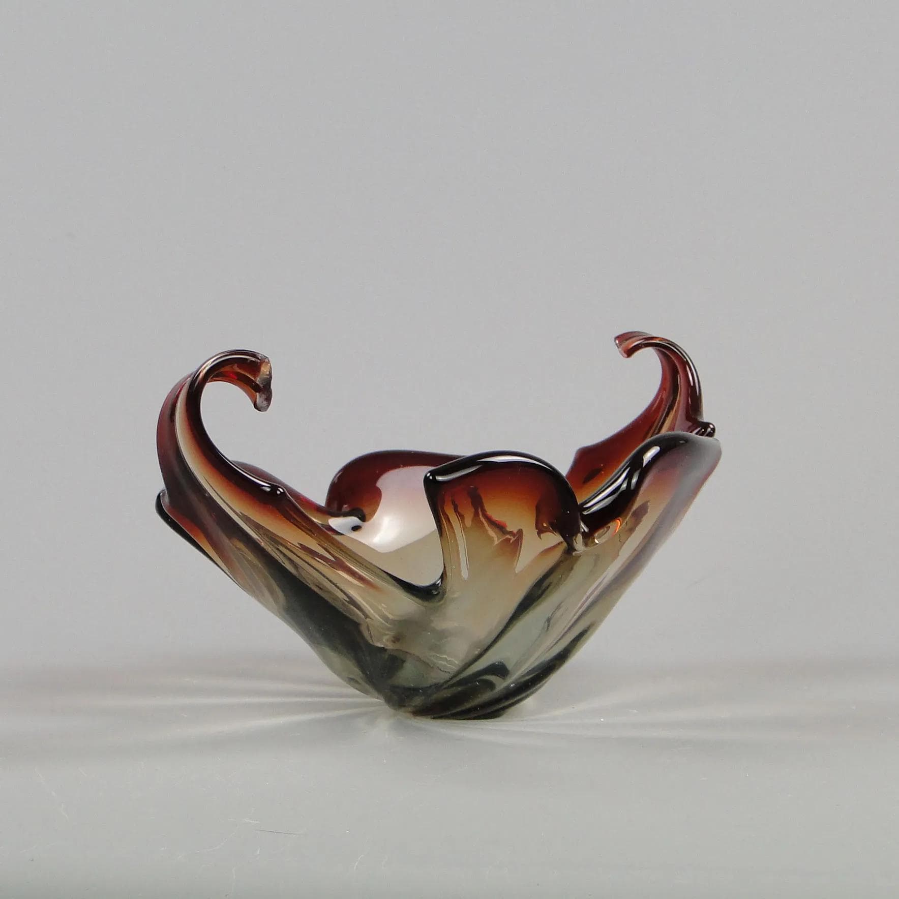 Centerpiece Mandruzatto, dark brown, crystal, Murano, Italy, 1950s - 12231