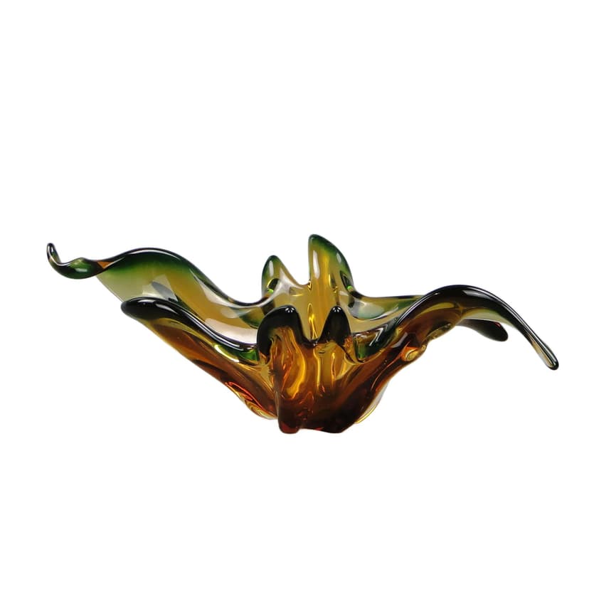 Bowl, Mandruzatto, golden, crystal, by F. Poli, Italy, 1950s.