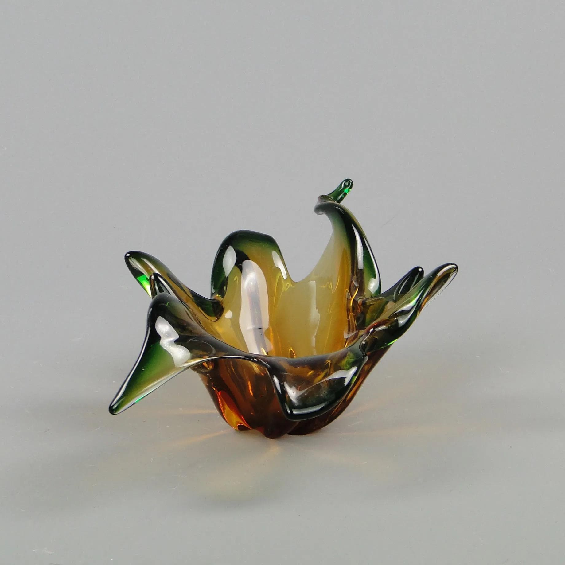 Bowl, Mandruzatto, golden, crystal, by F. Poli, Italy, 1950s. - 12214