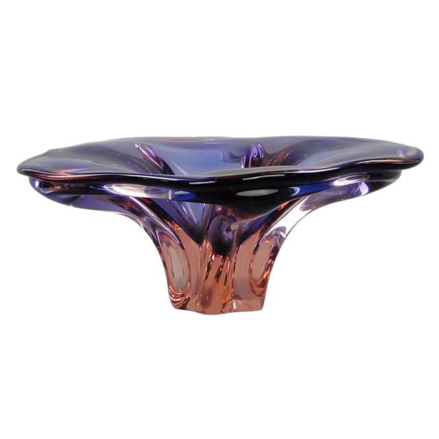 Bowl, violet glass, by J. Hospodka, Czech Republic, 1960s. - DIMENSION