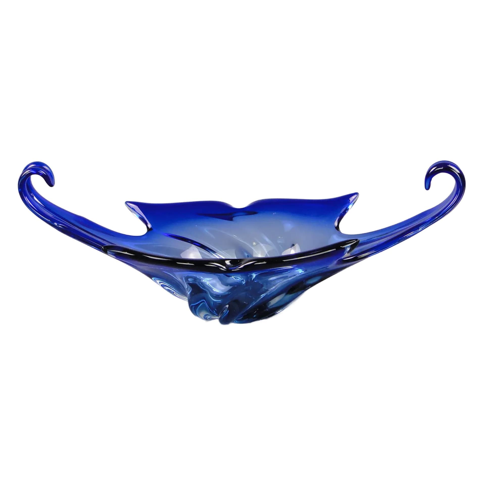 Centerpiece Mandruzatto, blue crystal glass, by F. Poli, Italy, 1950s.