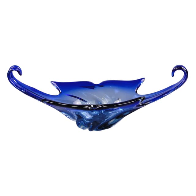 Centerpiece Mandruzatto, blue crystal glass, by F. Poli, Italy, 1950s. - DIMENSION