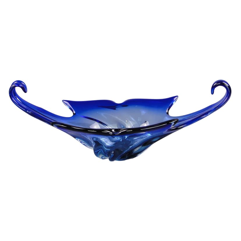 Centerpiece Mandruzatto, blue crystal glass, by F. Poli, Italy, 1950s.