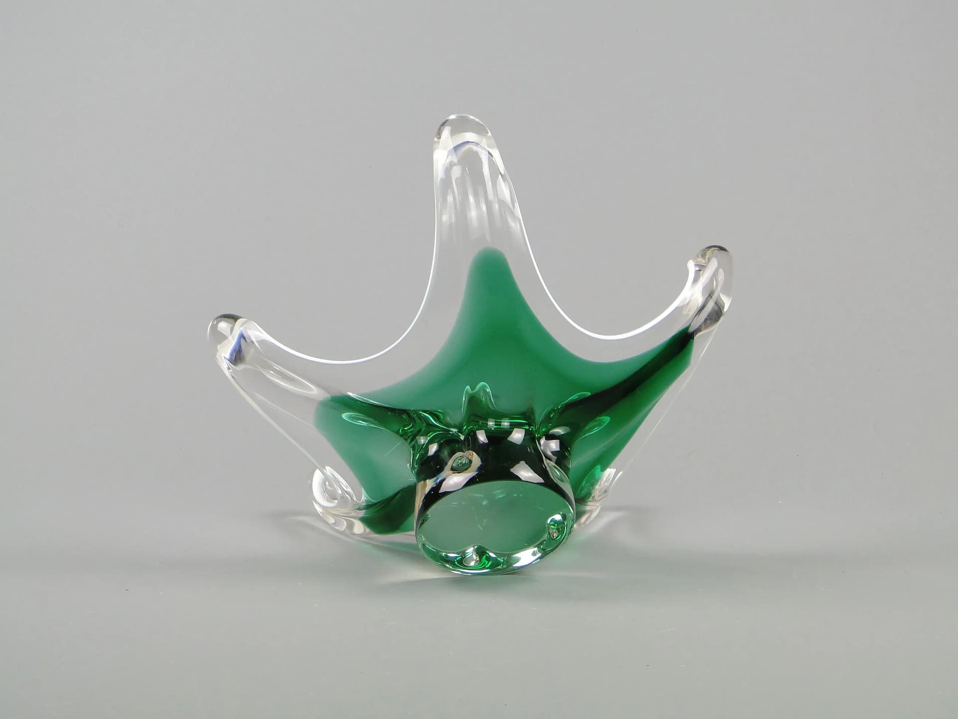 Floral centerpiece, multicolor glass, by J. Hospodka, Chribska Glassworks, Czechoslovakia, 1960s. - 12192