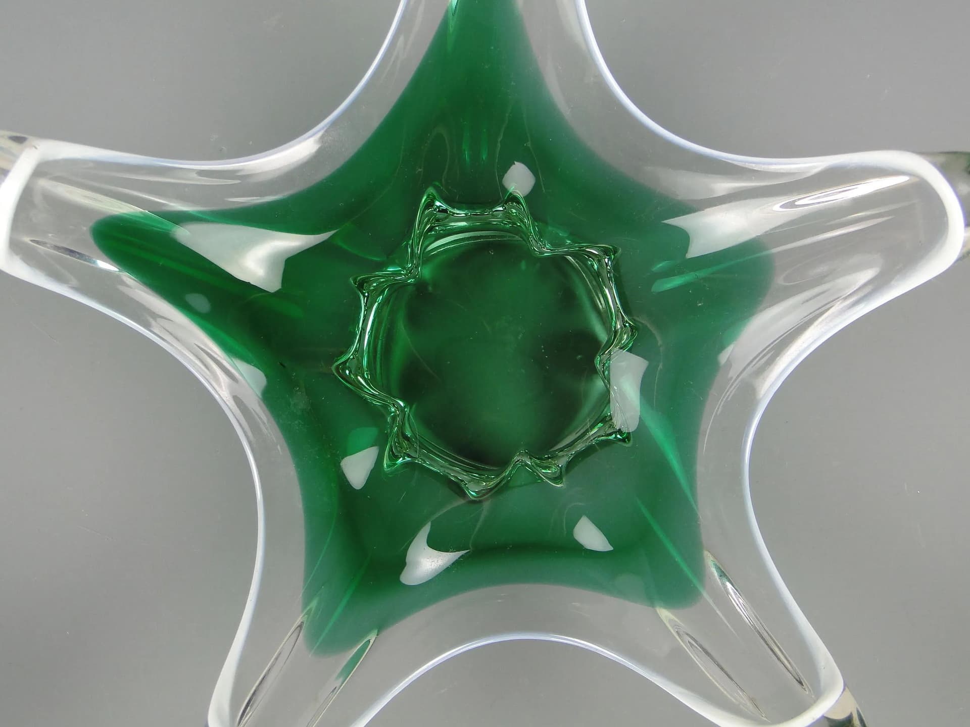 Floral centerpiece, multicolor glass, by J. Hospodka, Chribska Glassworks, Czechoslovakia, 1960s. - 12189