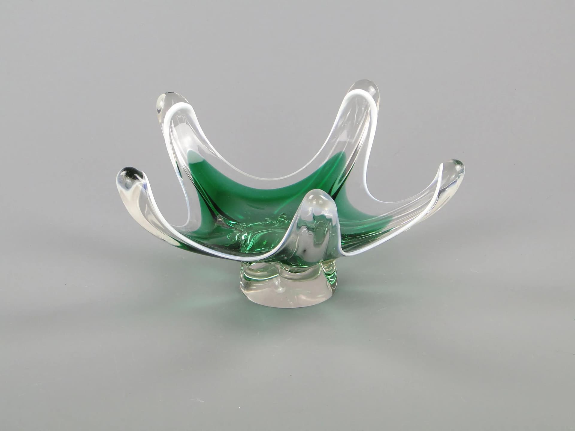 Floral centerpiece, multicolor glass, by J. Hospodka, Chribska Glassworks, Czechoslovakia, 1960s. - 12186