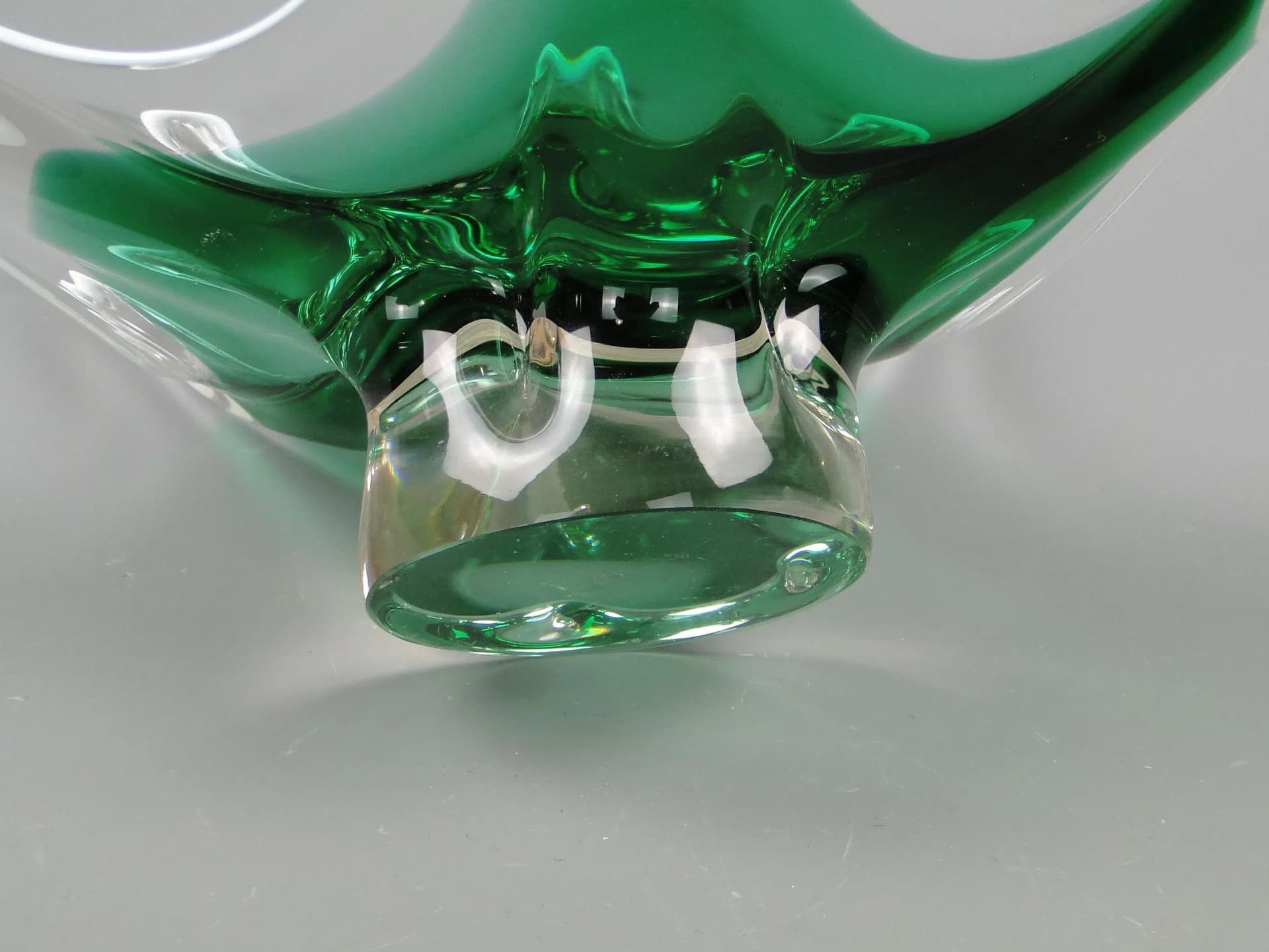 Floral centerpiece, multicolor glass, by J. Hospodka, Chribska Glassworks, Czechoslovakia, 1960s. - 12193