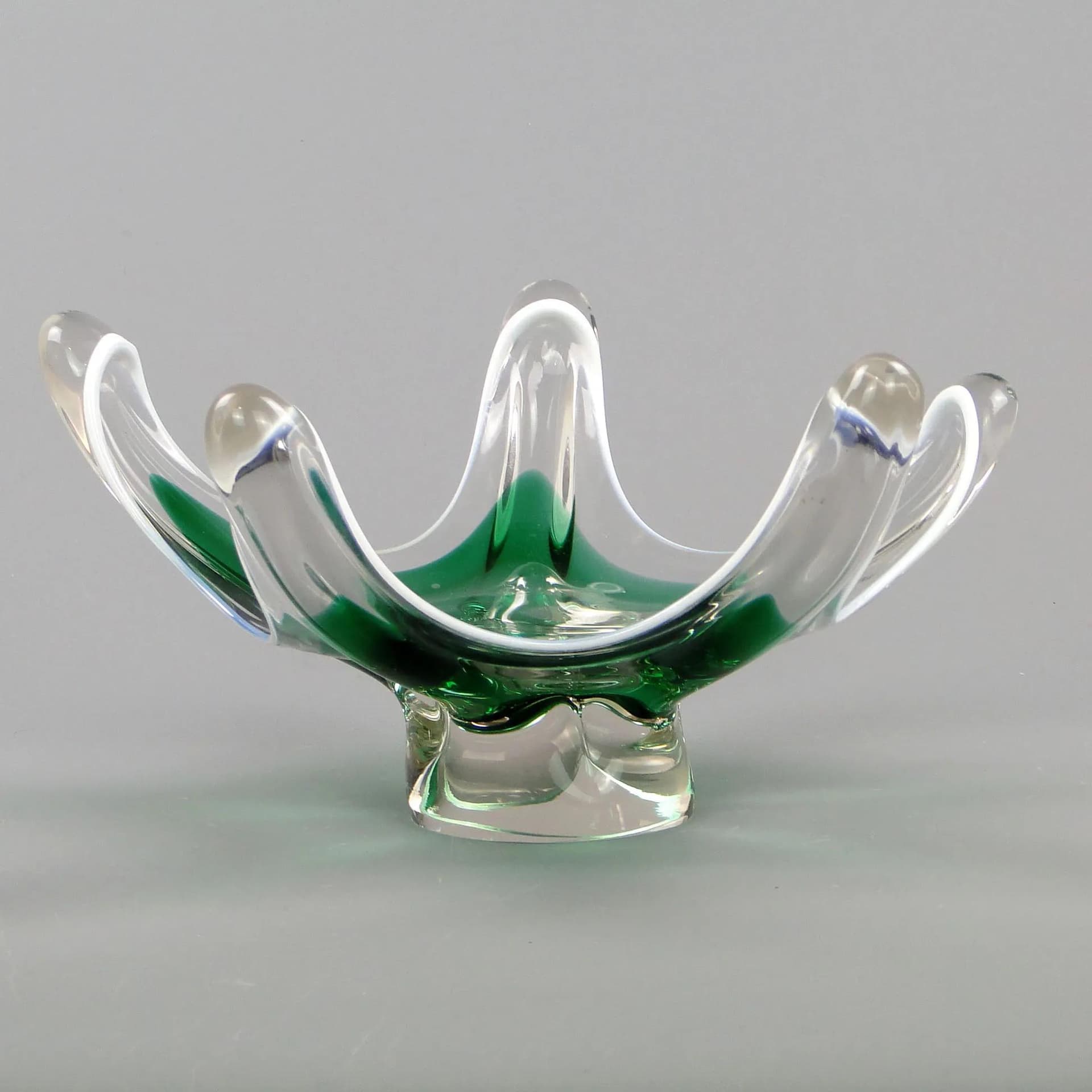 Floral centerpiece, multicolor glass, by J. Hospodka, Chribska Glassworks, Czechoslovakia, 1960s. - 12187