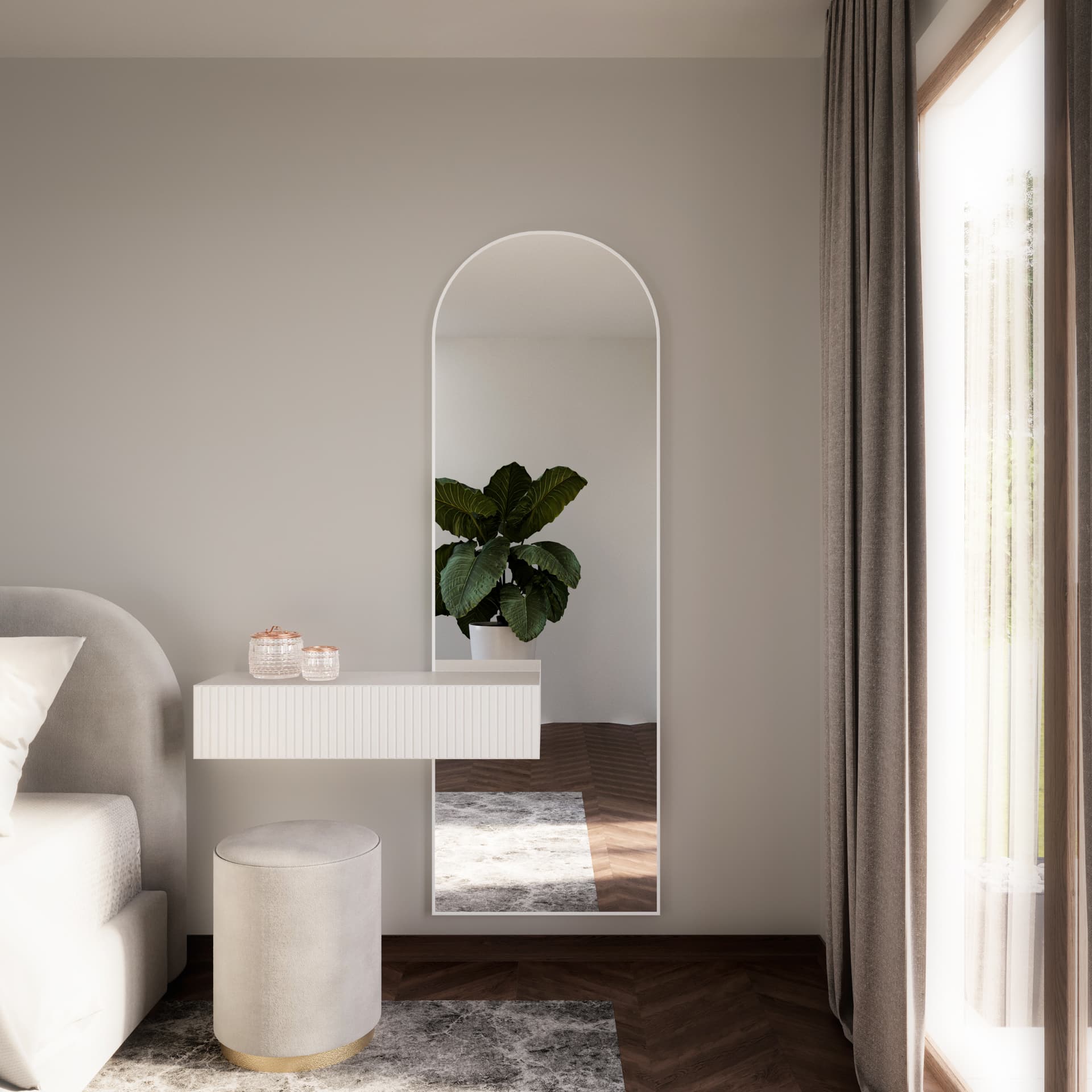 Lustro Tiny Border Pastille Cut 160x50 cm, białe, Baltica - 177365