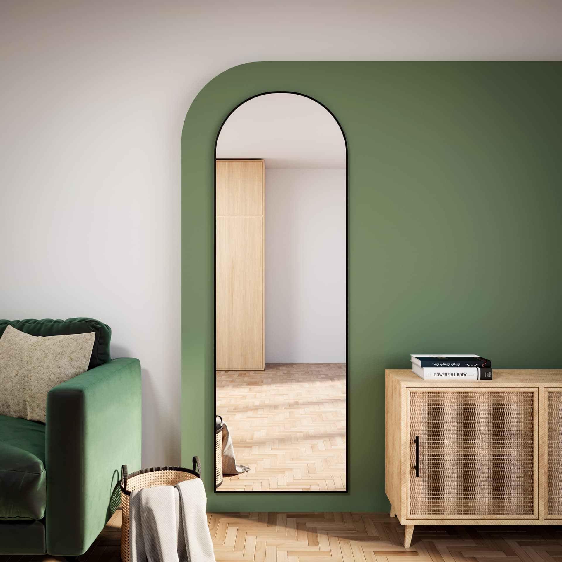 Semi-oval Mirror Tiny Border Pastille Cut 120x60 cm, black, Baltica - 177347