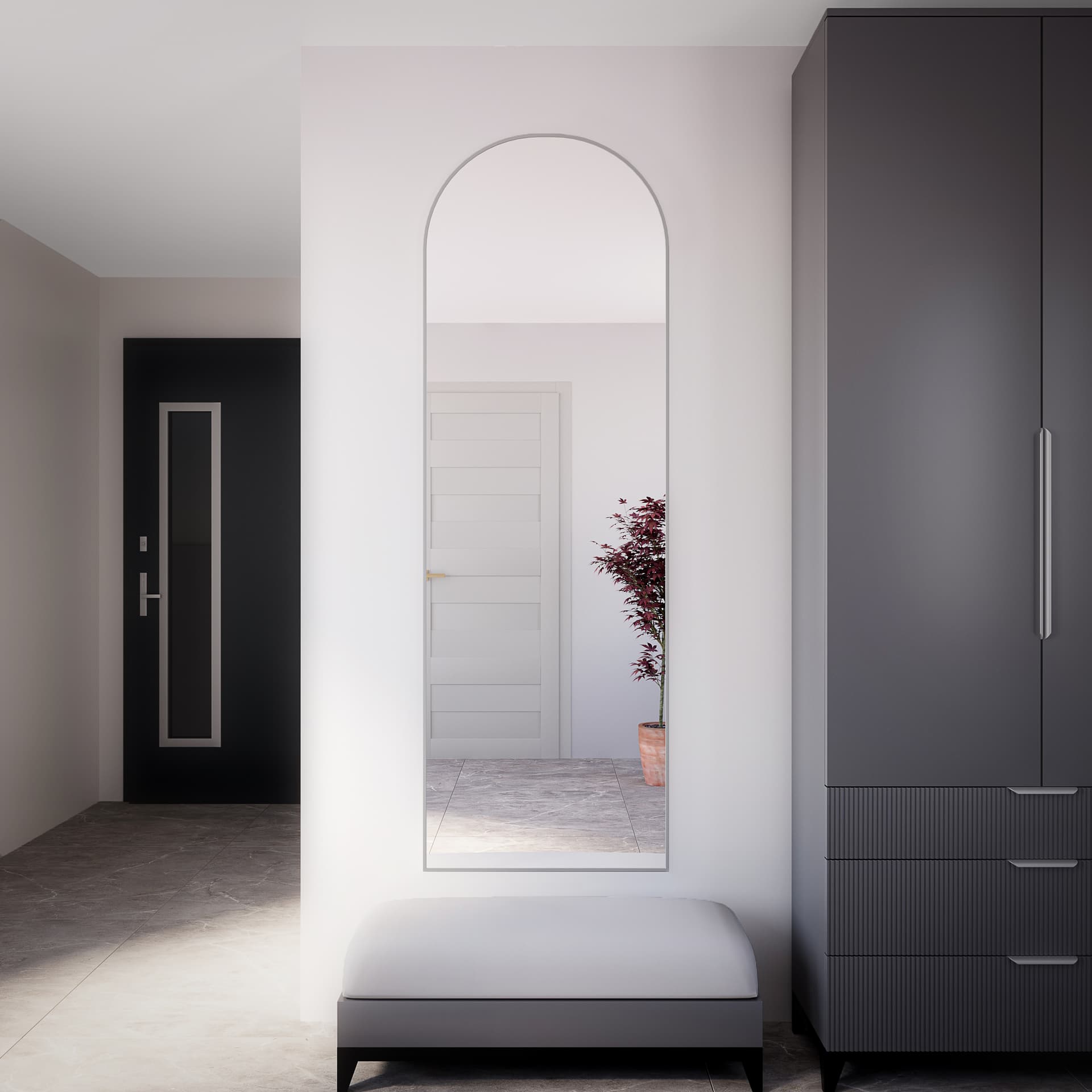 Mirror Tiny Border Pastille Cut 150x40 cm, silver, Baltica - 177315