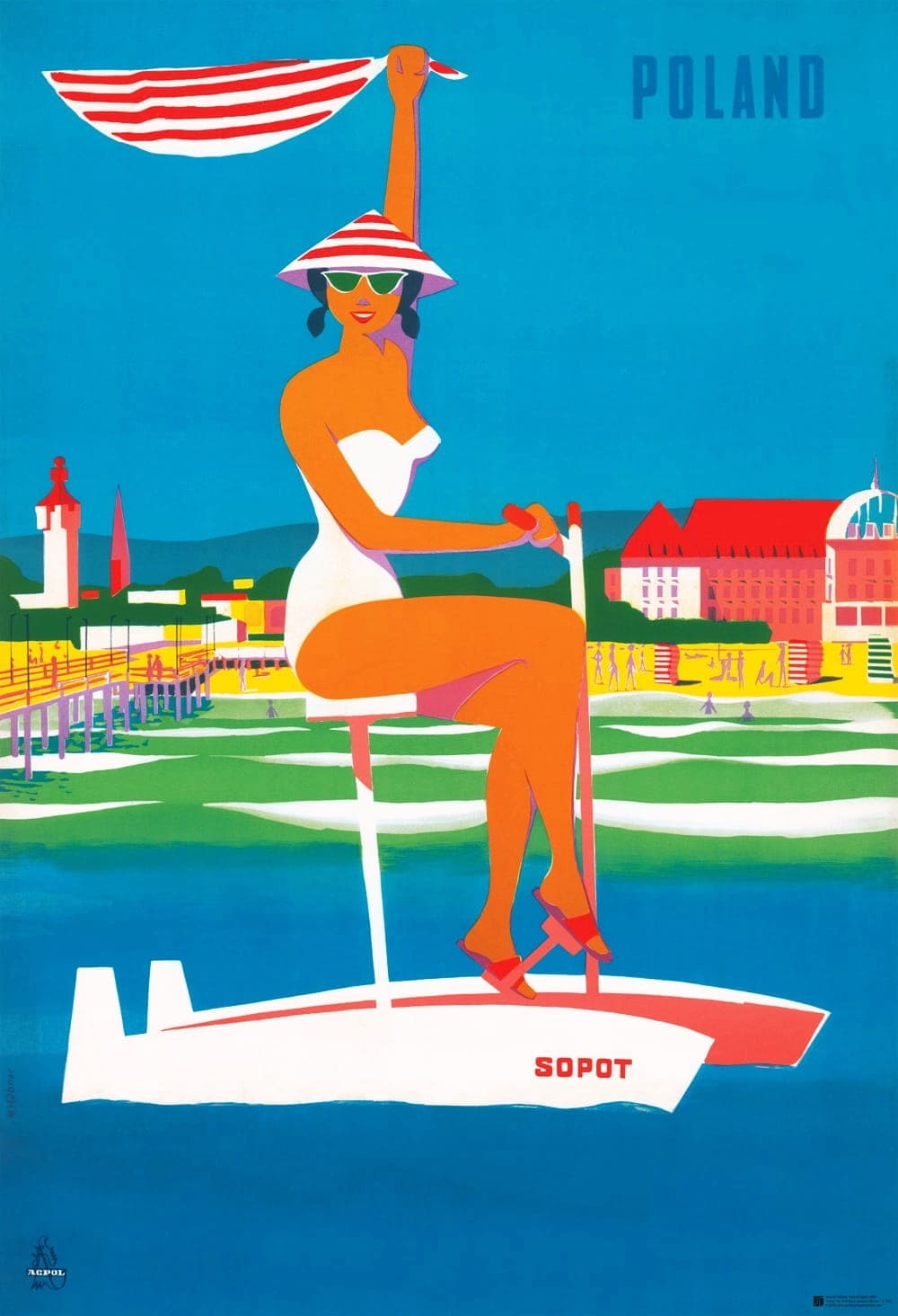 Plakat turystyczny Sopot 98x67 cm, aut. M. Hibner, Polska Szkoła Plakatu