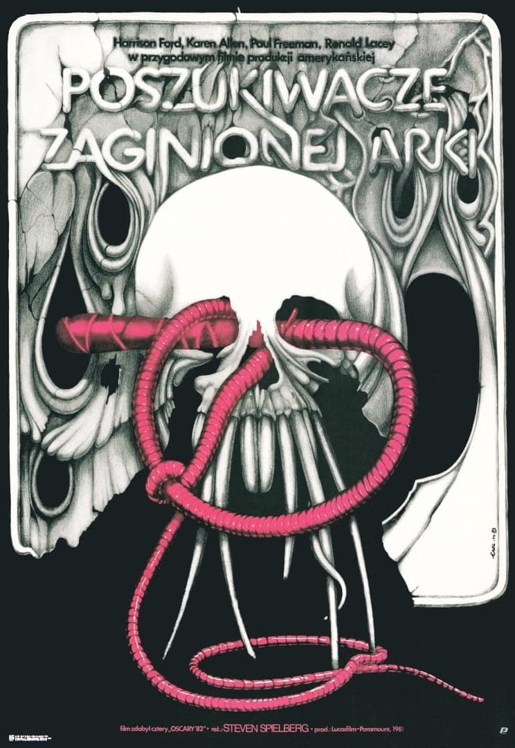 Plakat filmowy Poszukiwacze zaginionej arki 97,1x66,8 cm, aut. J. Erol, Polska Szkoła Plakatu