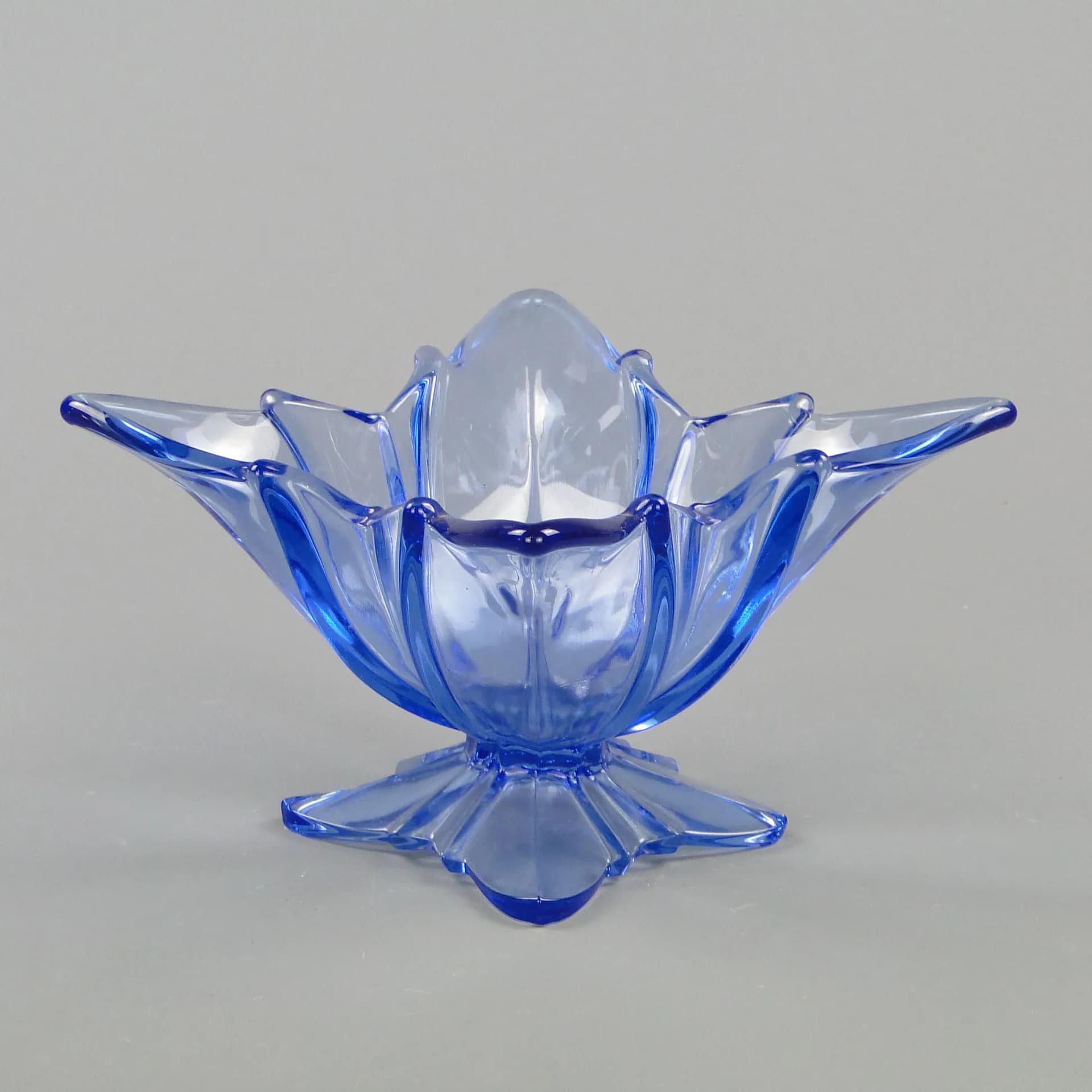 Jardiniere Art Deco, blue glass, Brockwitz Glassworks, Germany, 1950s - 12282