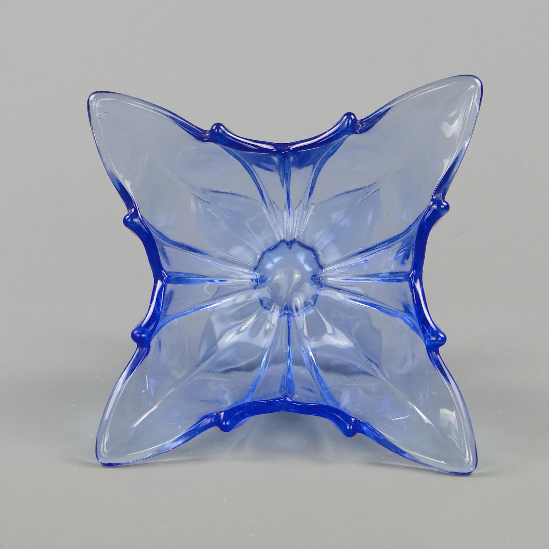 Jardiniere Art Deco, blue glass, Brockwitz Glassworks, Germany, 1950s - 12284